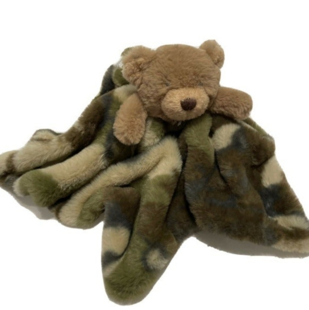 Mud Pie Camouflage Camo Teddy Bear Lovey Security Blanket Stuffed Animal…